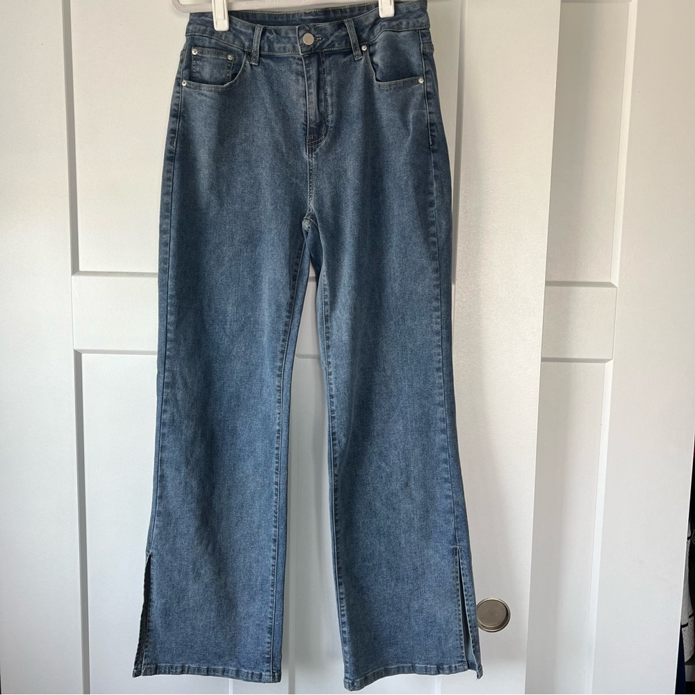Blue Flare Wide Leg Jeans